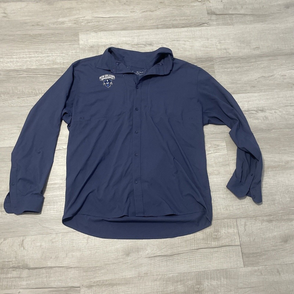 Under Armour Heat Gear Loose Fit Blue Long Sleeve Button Up 2XL UNO‎ Basketball